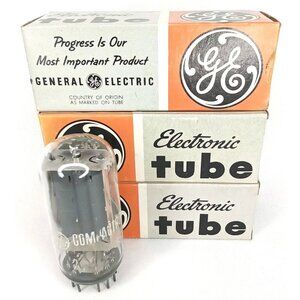 Mid Century Electron Tube With Box Set Of 3 GE Model 6BE3 NOS NIB USA 1950s